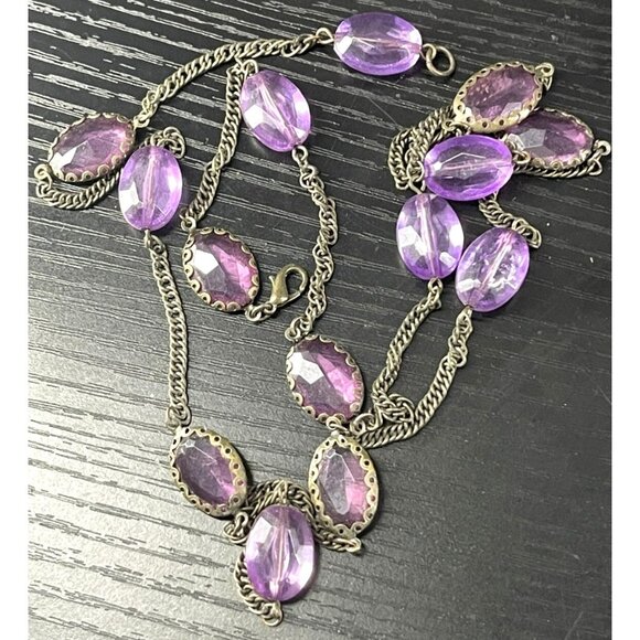 Charm Bracelets & Purple Gemstone Necklace Jewelry Set - Picture 3 of 7